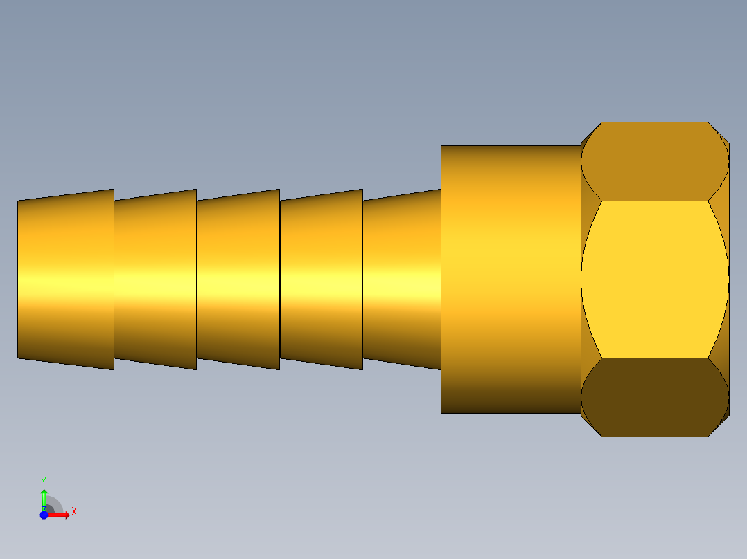 倒齿式工业管接头Hose Barb to Swivel Female Ball-End 128HBLSV-6-4前视图