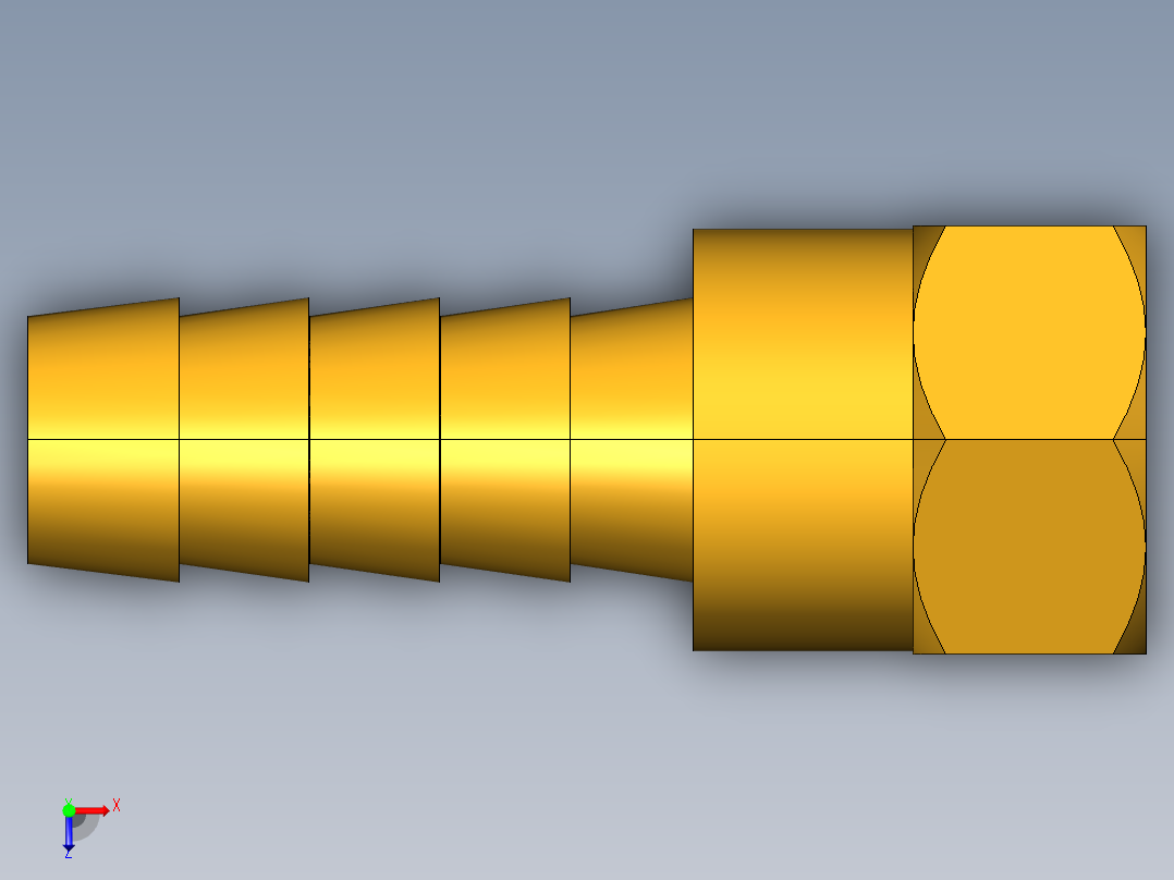 倒齿式工业管接头Hose Barb to Swivel Female Ball-End 128HBLSV-6-4俯视图