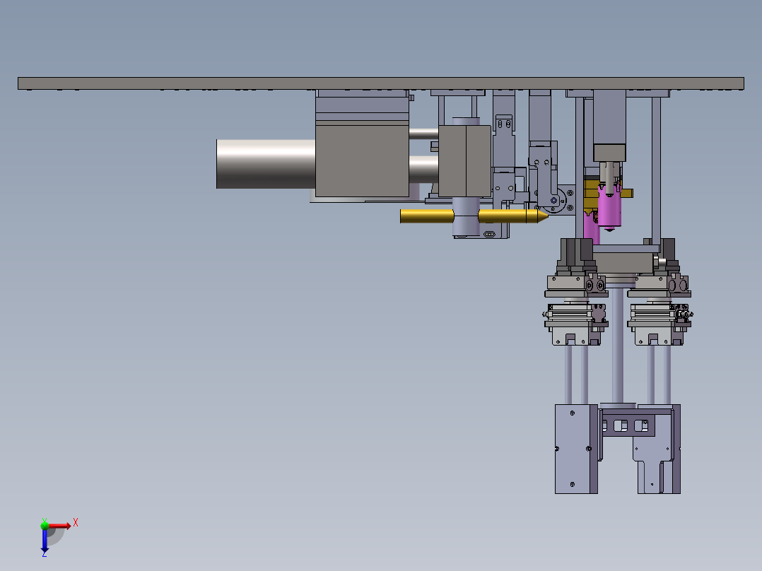 机壳振动盘分料送料电焊及下料机构俯视图