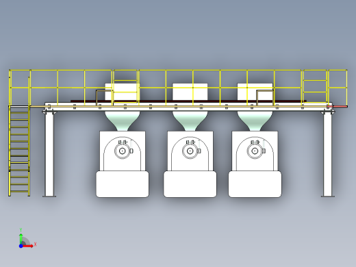 注塑机加料钢结构平台设计前视缩略图