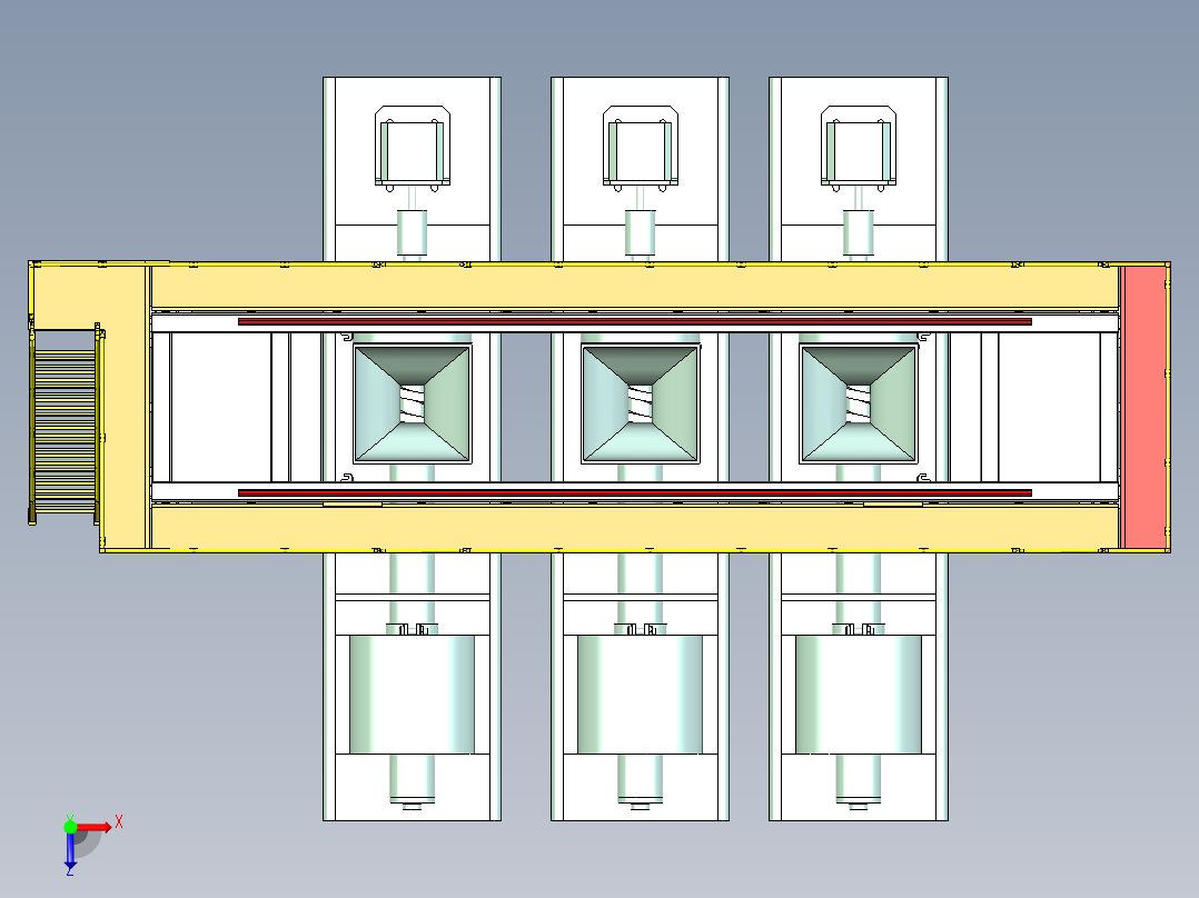 注塑机加料钢结构平台设计俯视图