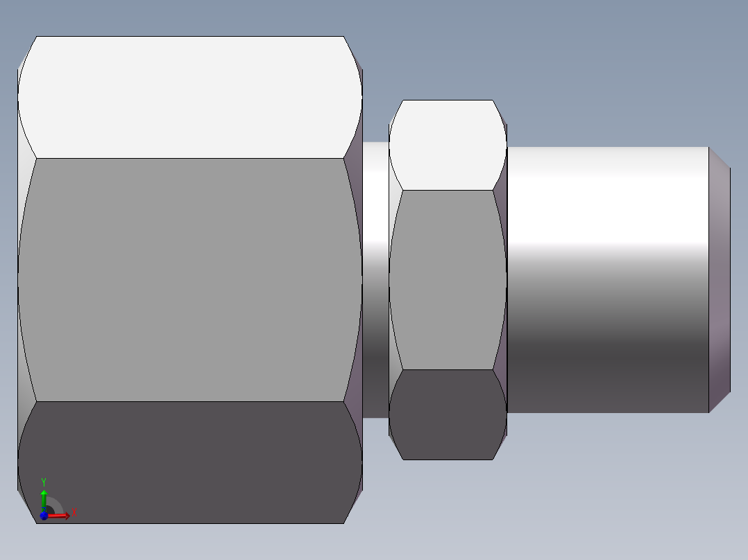 直通变径接头、2C-12-16前视图