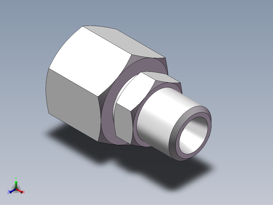 直通变径接头、2C-12-16正等轴测图