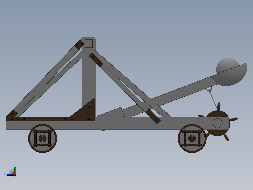 石弩弹射器、弹射器(9)右视图