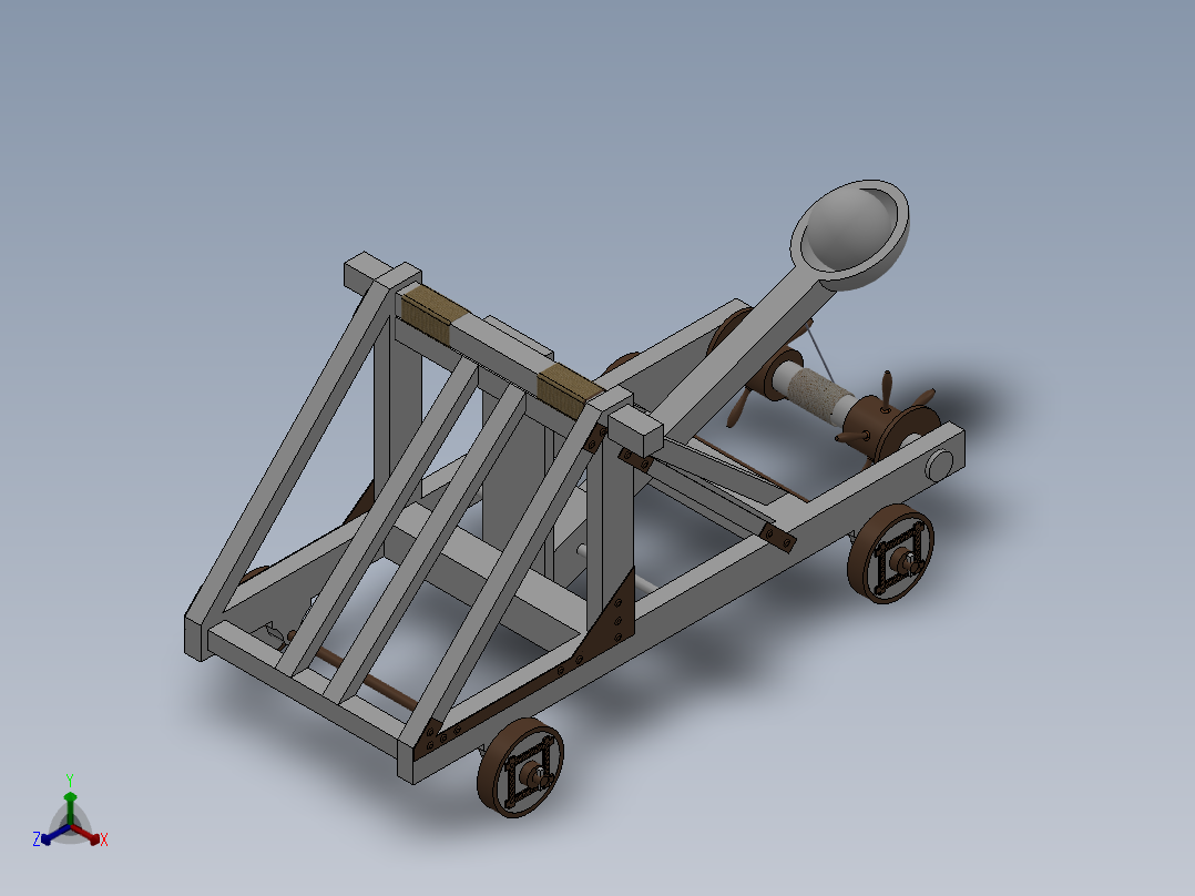 石弩弹射器、弹射器(9)正等轴测图