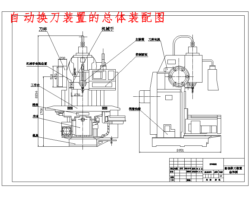 数控卧式镗铣床换刀机械手的设计含7张CAD图