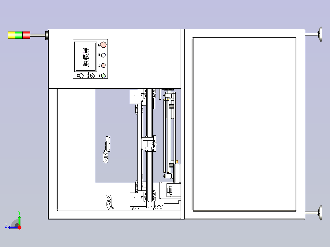 一款非标三轴伺服自动分选送料机三维模型右视图