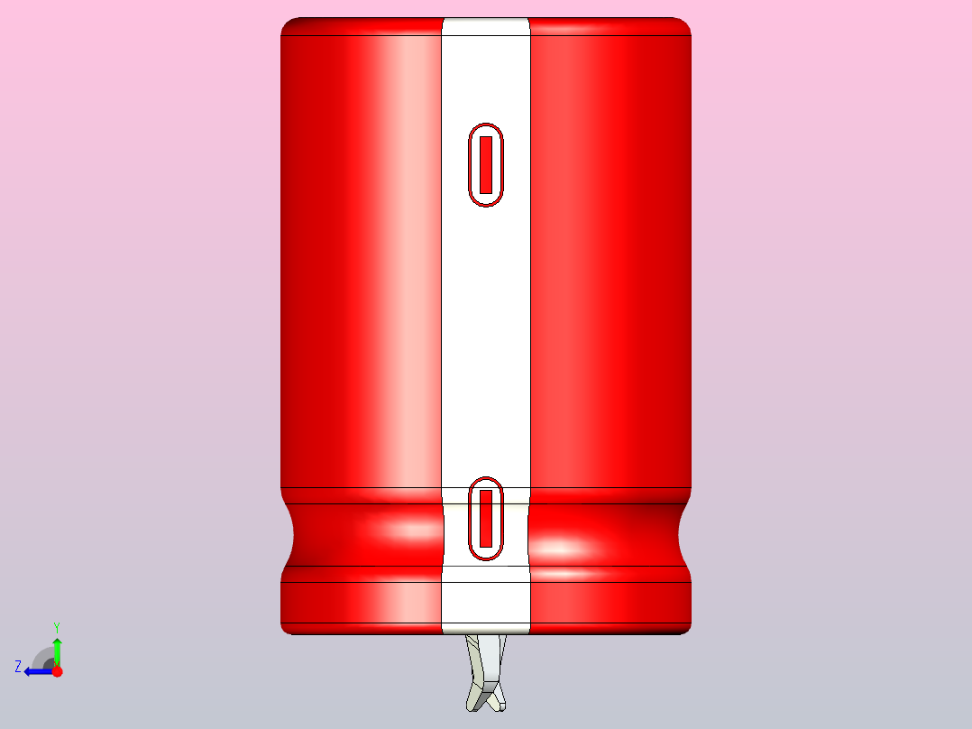20x30红白底片电解电容器右视图