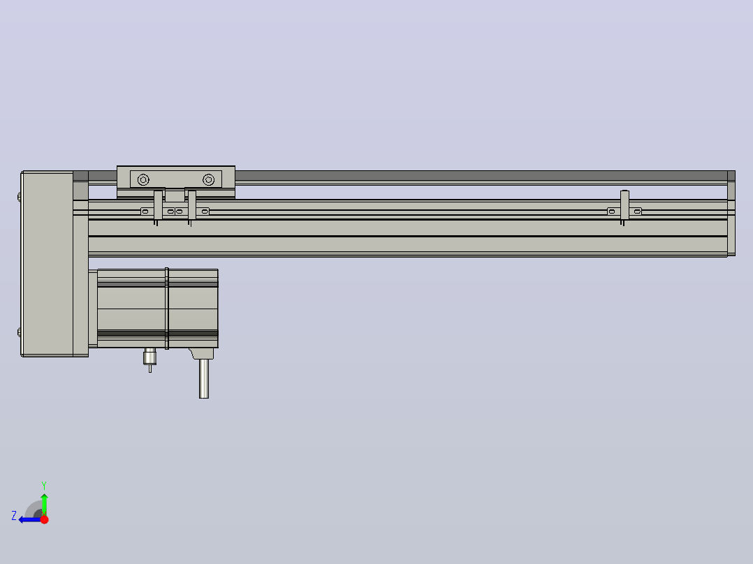 SYS12-300-BM-200W滚珠花健、支撑座、滚珠丝杠、交叉导轨、直线模组.STEP右视图