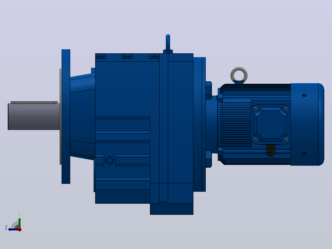 RF107法兰轴伸式安装斜齿轮减速机RF107-Y0.75-8P-80-M1-0°-Φ350右视图