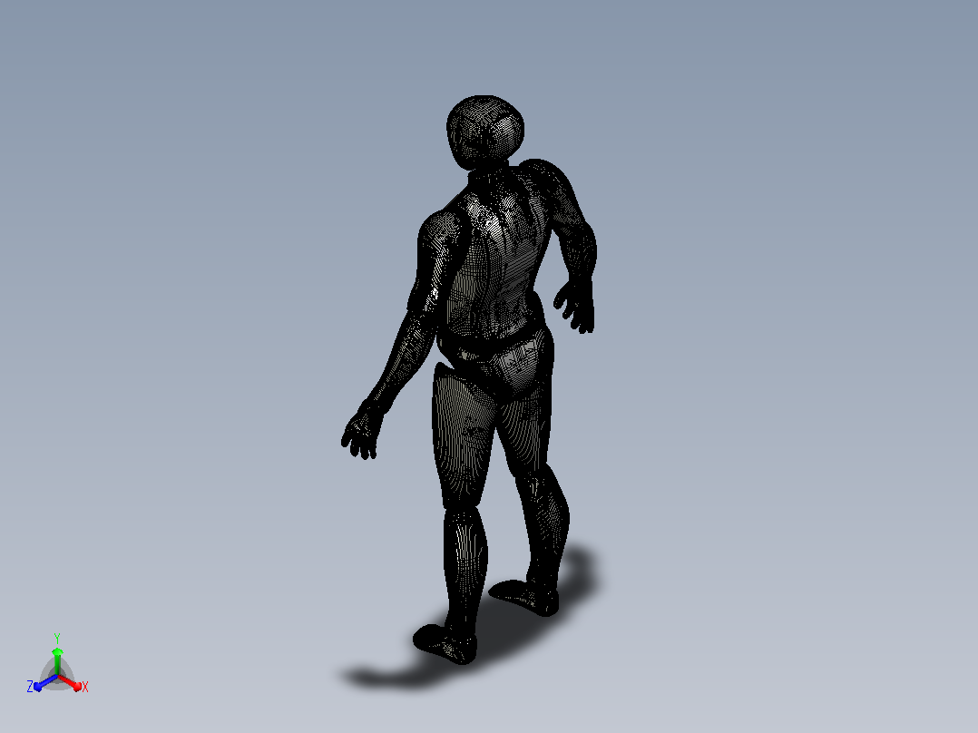 3D打印机男性身体模型正等轴测图