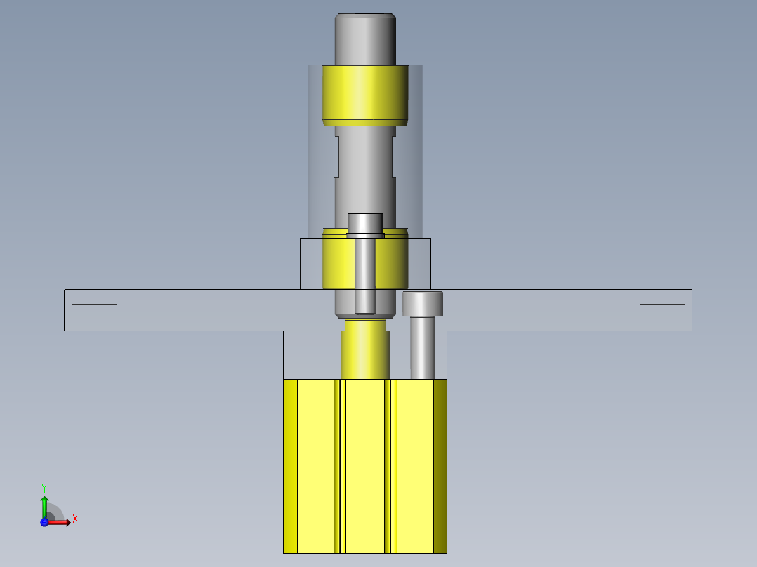 压板传送的避让拦截机构前视图