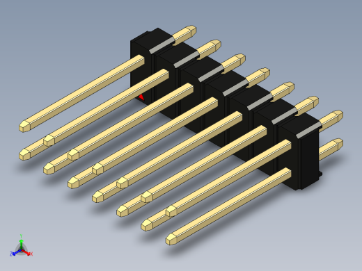 彩色公头100mil（2.54mm）系列-DS1021_black_2x07p_100mil_Type5_rev1.0正等轴测缩略图