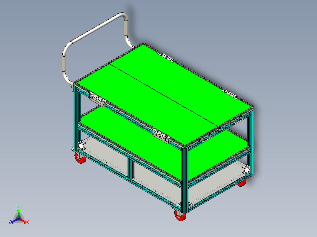 手推物料小车正等轴测图