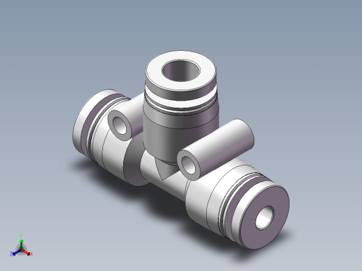 气动接头-T型三通APEW6-4（6变4）正等轴测缩略图