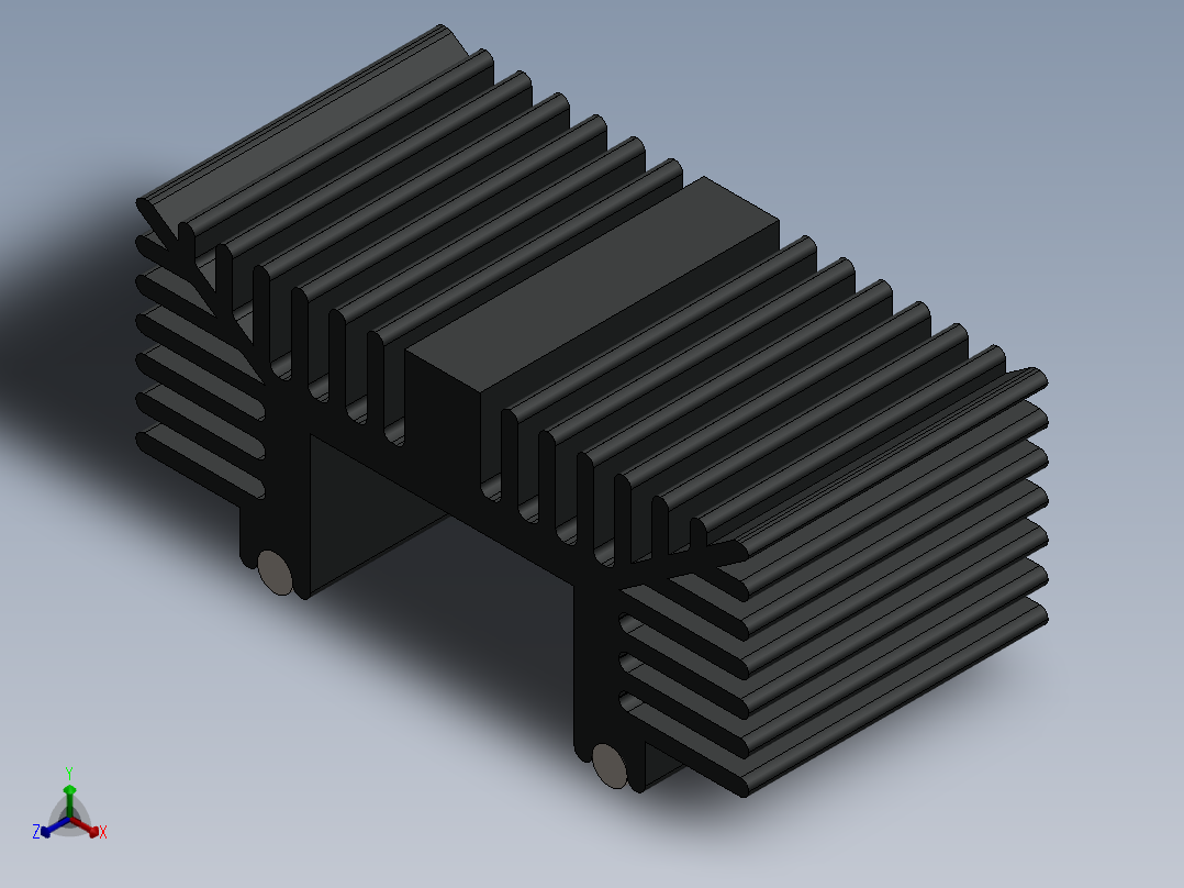 用于dpak的Ohmite d型散热器正等轴测图