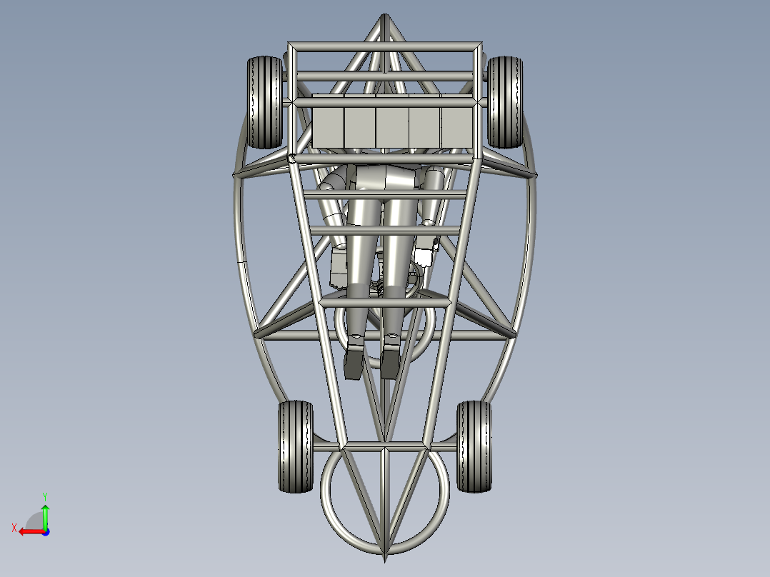 12-pandemic go-kart怪异的卡丁车钢结构模型3D图纸 STEP格式后视图