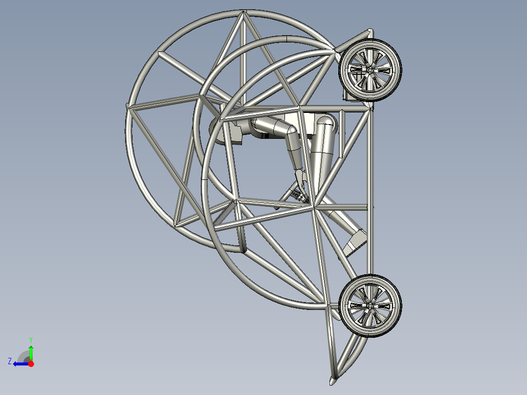12-pandemic go-kart怪异的卡丁车钢结构模型3D图纸 STEP格式右视图