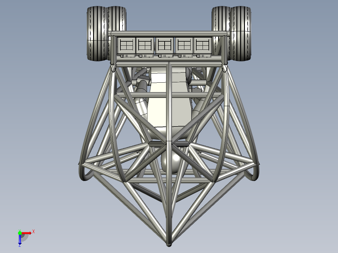 12-pandemic go-kart怪异的卡丁车钢结构模型3D图纸 STEP格式俯视图