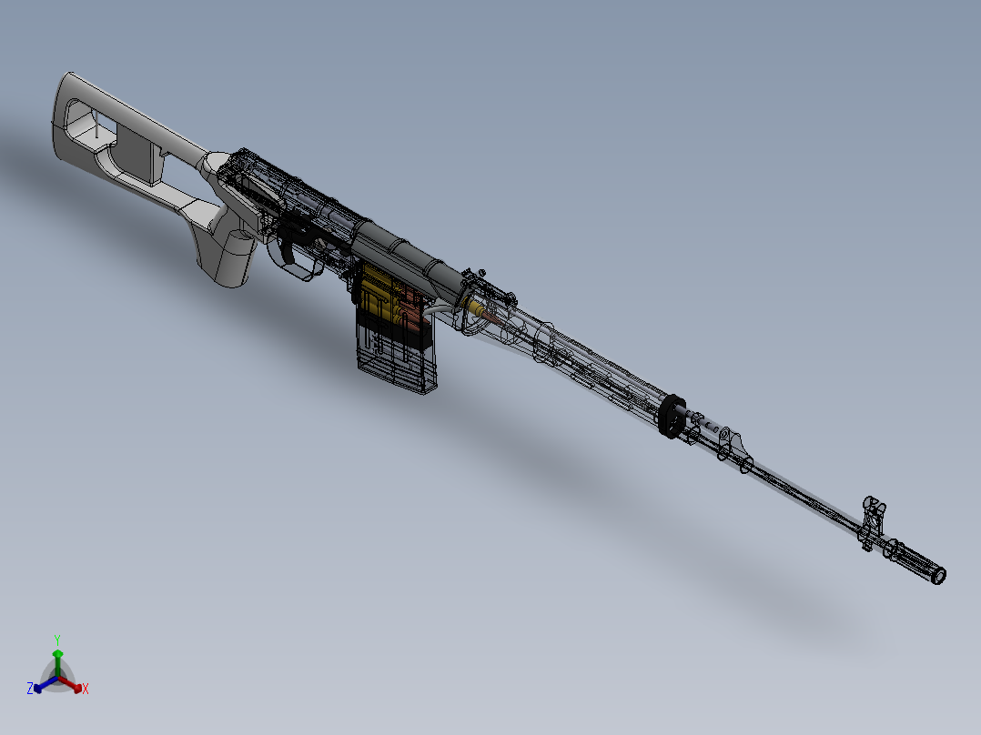 【1126】SVD狙击步枪（德拉古诺夫狙击步枪）SW设计正等轴测图