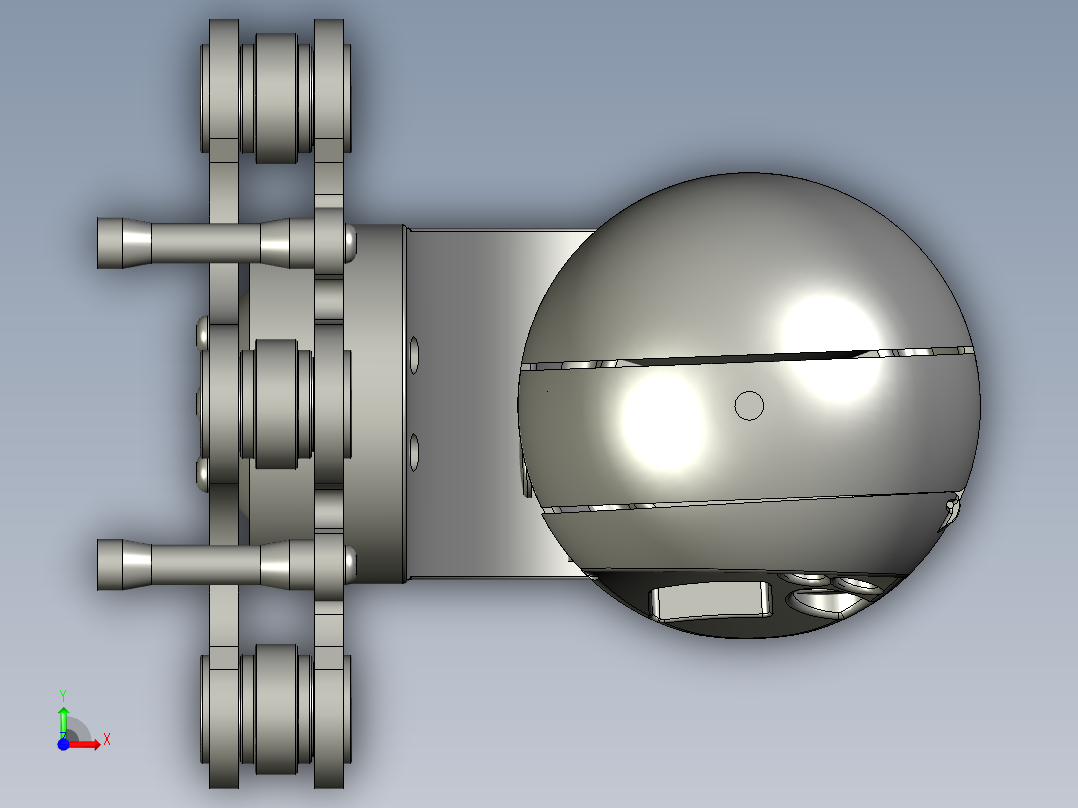 GoPro三轴万向节云台造型3D模型图纸 STP格式前视图