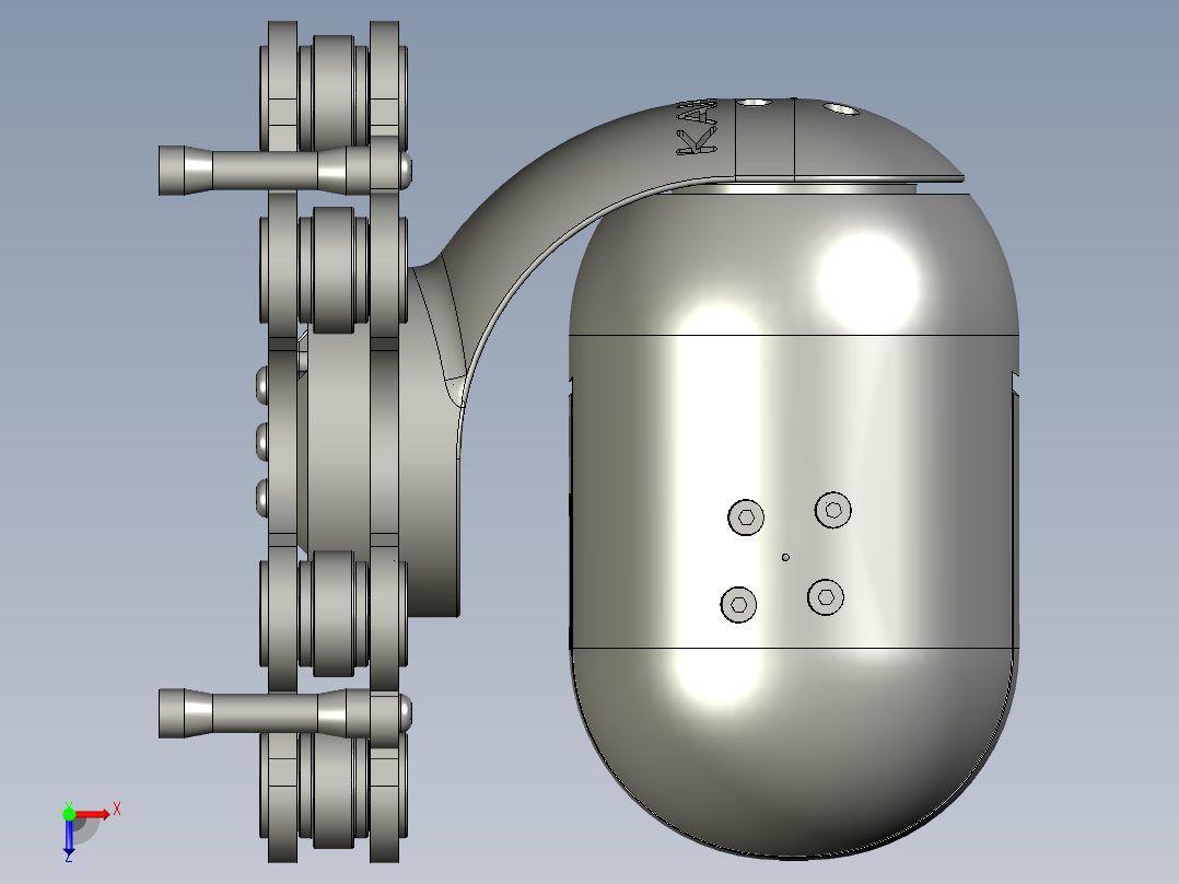 GoPro三轴万向节云台造型3D模型图纸 STP格式俯视图