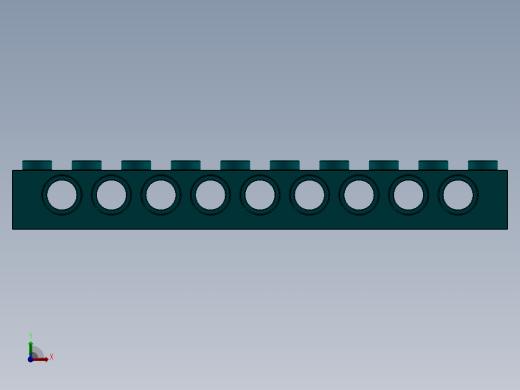 乐高机械组积木（横梁）-2730 Teal - Bright Bluish Green Technic Brick 1 x 10 with Holes前视缩略图