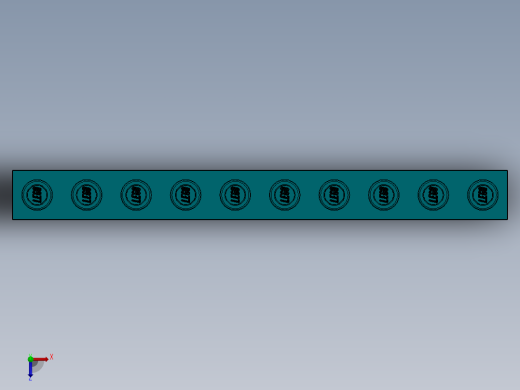 乐高机械组积木（横梁）-2730 Teal - Bright Bluish Green Technic Brick 1 x 10 with Holes俯视缩略图