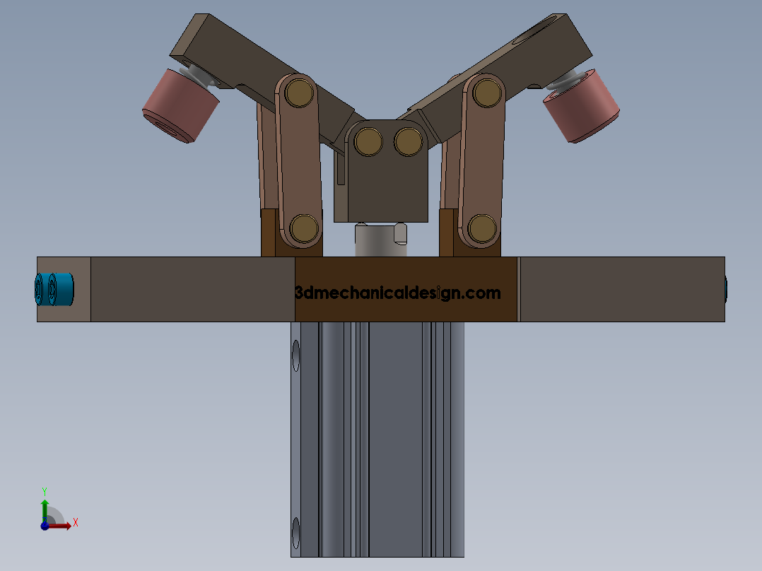 气动双夹紧气缸前视图