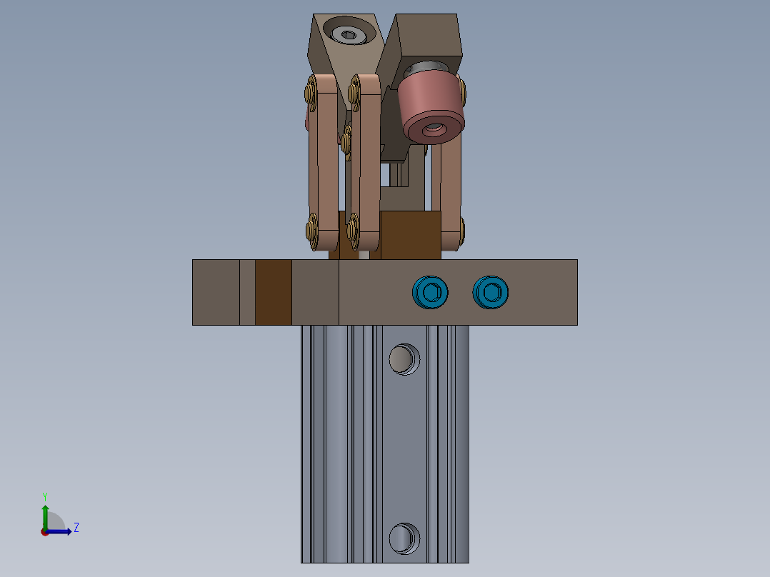 气动双夹紧气缸左视图
