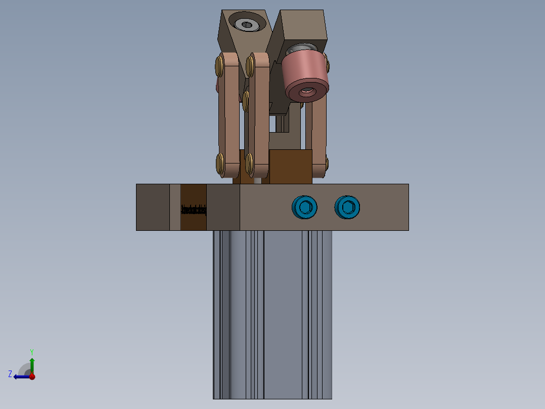 气动双夹紧气缸右视图