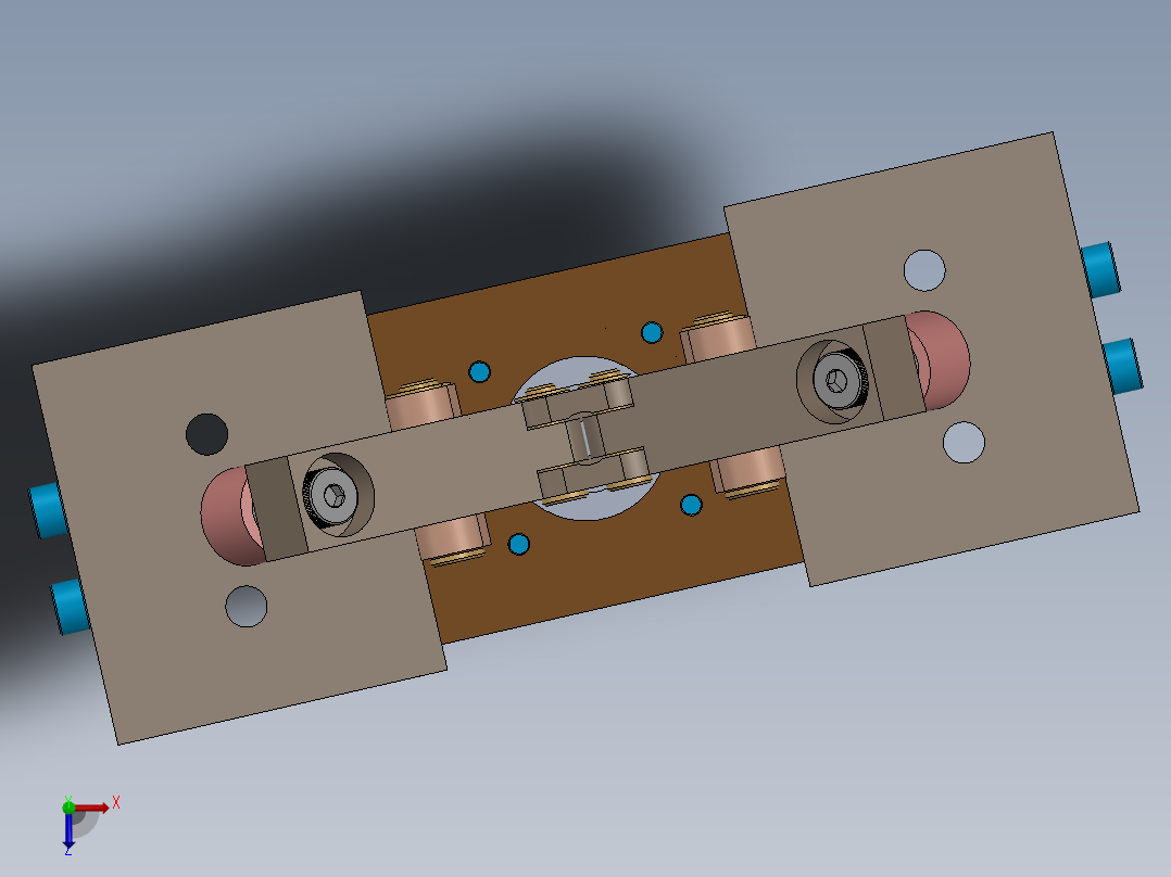 气动双夹紧气缸俯视图