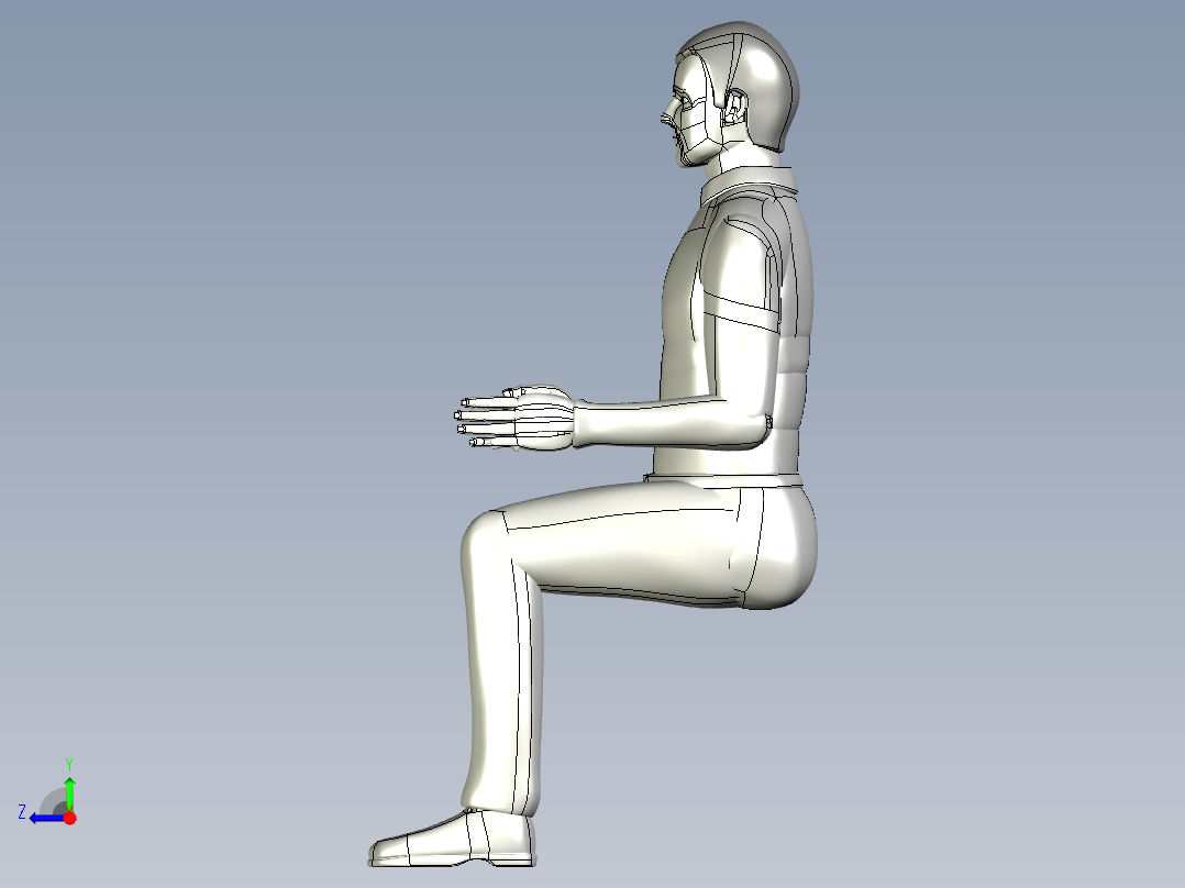 人物模型-人物男-坐右视图