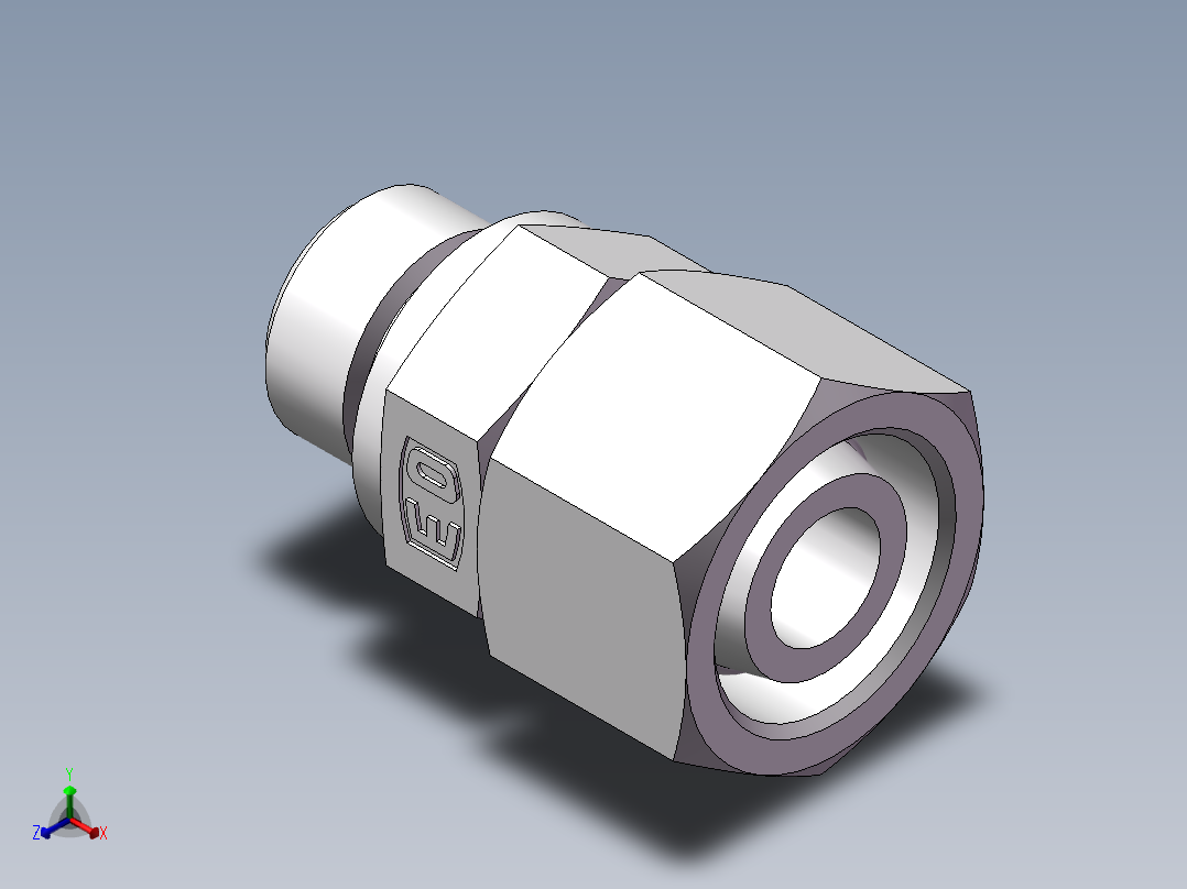 直通公制螺纹组合接头、2MC-18-22WD正等轴测图