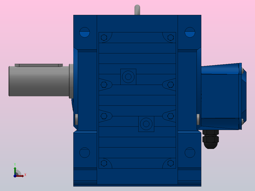 K67底脚轴伸式安装螺旋锥齿轮减速机K67-Y0.75-4P-108.03-M1-0°-B前视图