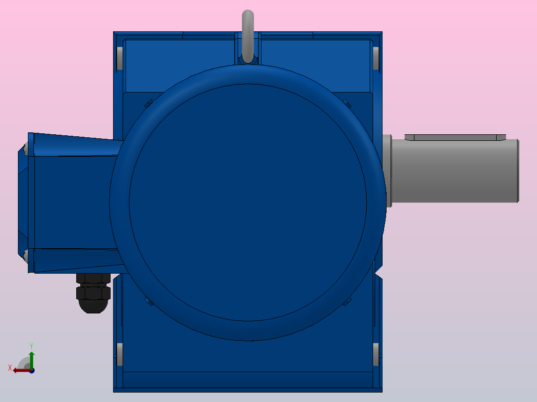K67底脚轴伸式安装螺旋锥齿轮减速机K67-Y0.75-4P-108.03-M1-0°-B后视图