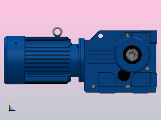 K67底脚轴伸式安装螺旋锥齿轮减速机K67-Y0.75-4P-108.03-M1-0°-B左视缩略图