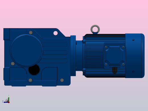 K67底脚轴伸式安装螺旋锥齿轮减速机K67-Y0.75-4P-108.03-M1-0°-B右视缩略图