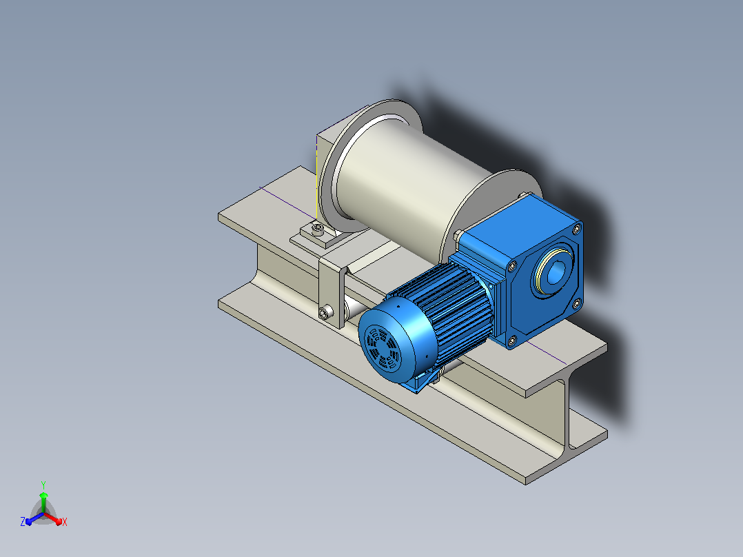 钢丝绳绞车正等轴测图