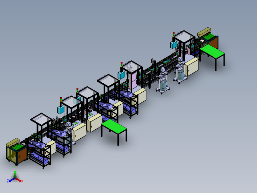发电机半自动化生产线正等轴测缩略图