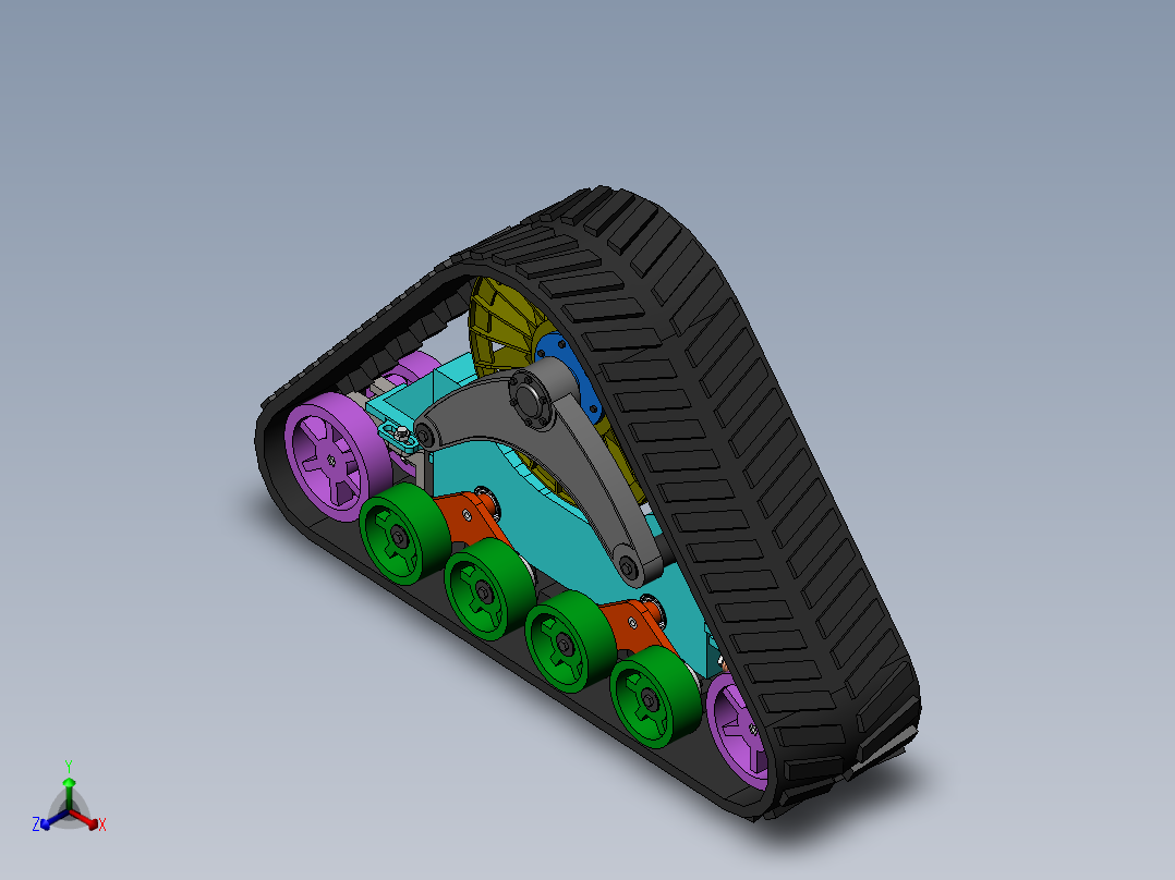 角橡胶履带轮sw16可编辑正等轴测图