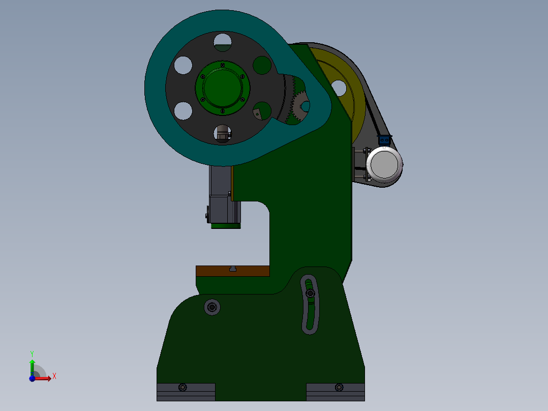 40吨冲床 方案3D图纸 非标自动化设备3D图纸 机械设备图纸前视图