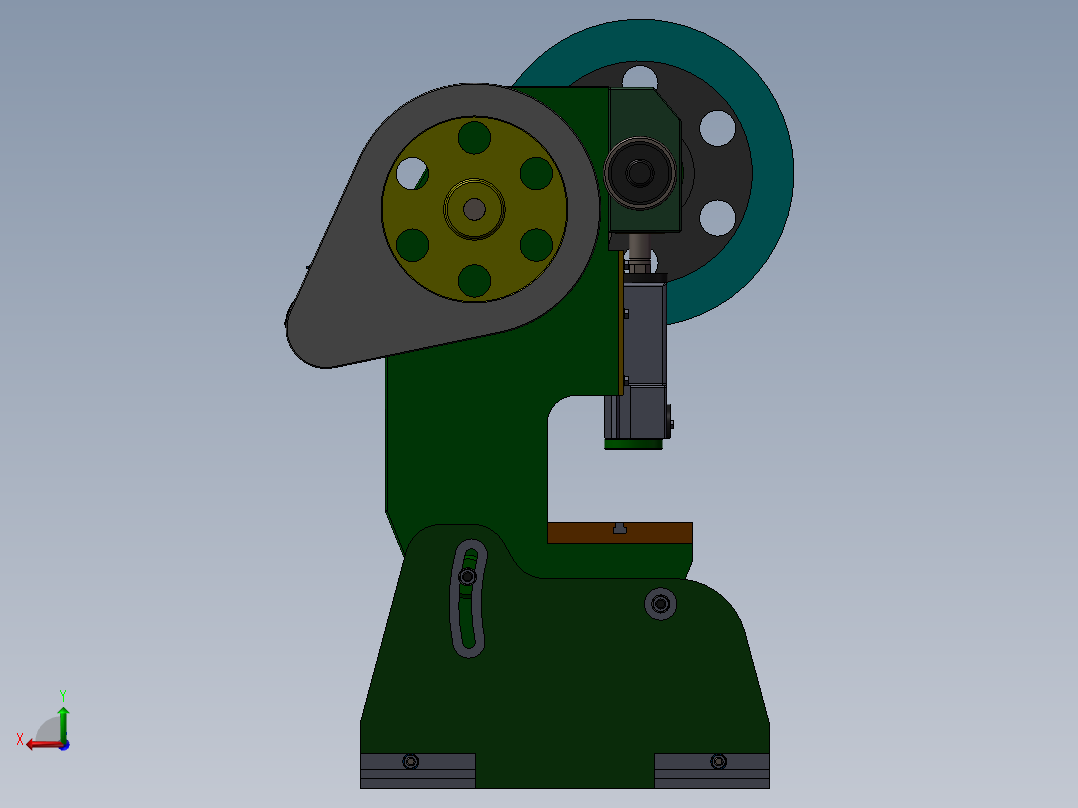40吨冲床 方案3D图纸 非标自动化设备3D图纸 机械设备图纸后视图
