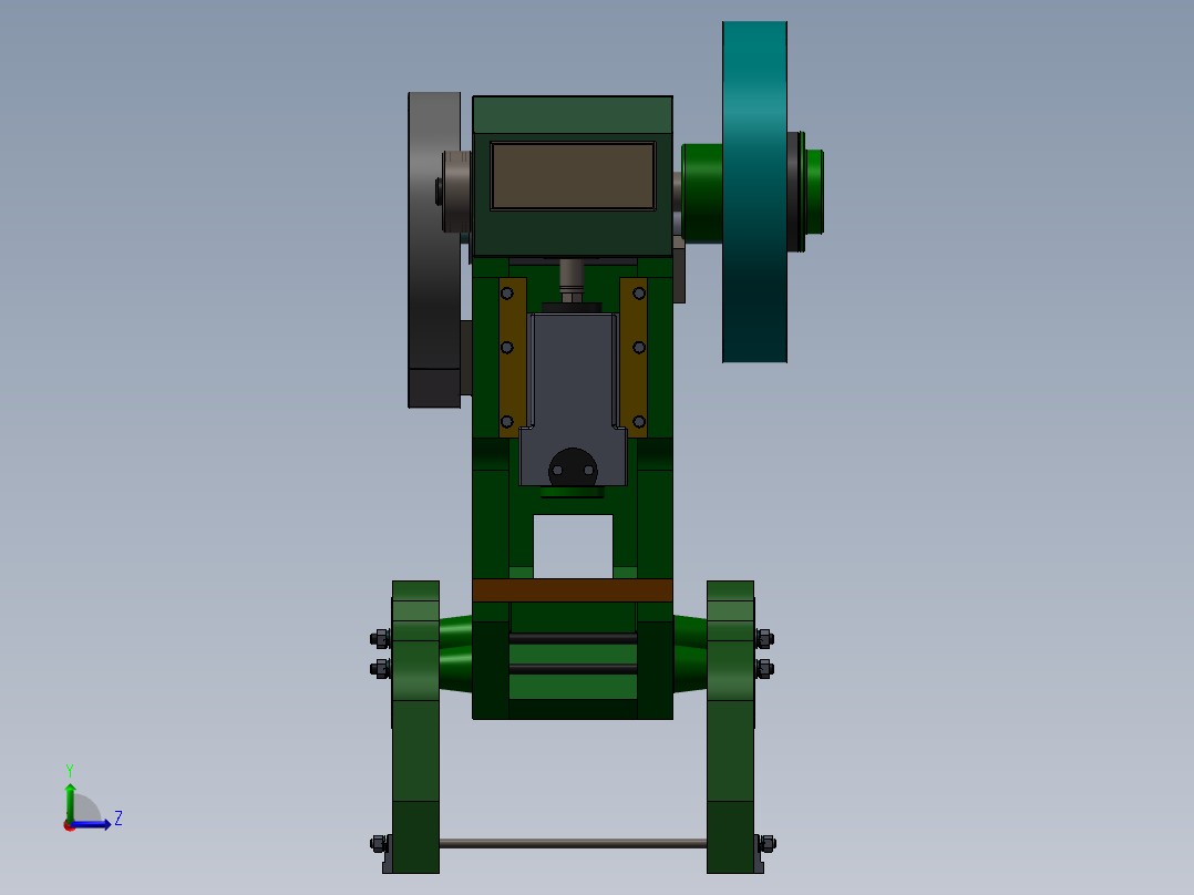 40吨冲床 方案3D图纸 非标自动化设备3D图纸 机械设备图纸左视图