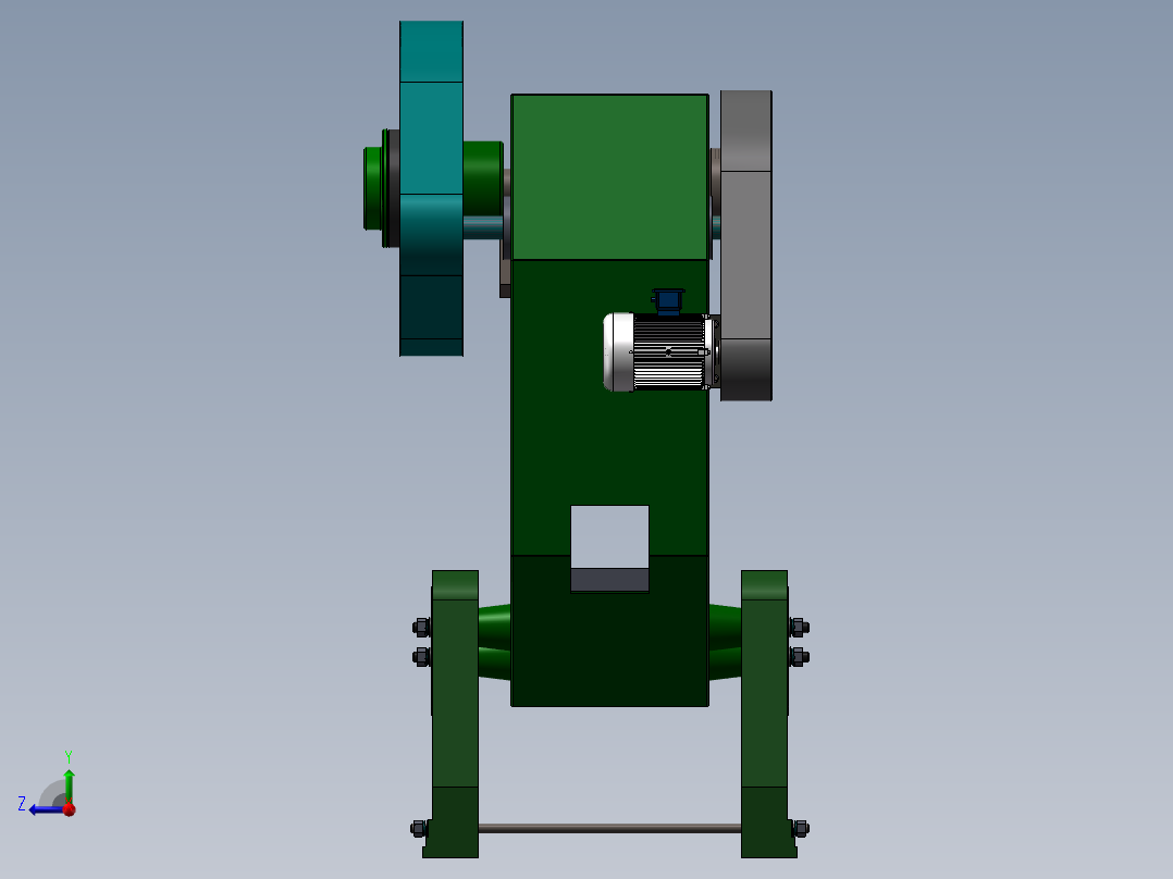 40吨冲床 方案3D图纸 非标自动化设备3D图纸 机械设备图纸右视图
