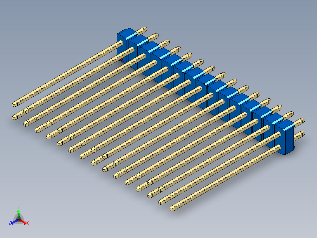 彩色公头100mil（2.54mm）系列-DS1021_blue_2x15p_100mil_Type43_rev1.0主视图