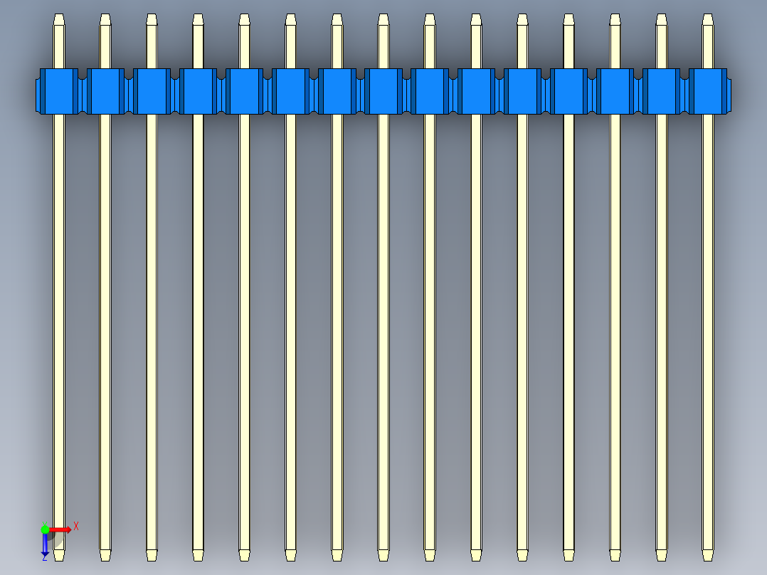 彩色公头100mil（2.54mm）系列-DS1021_blue_2x15p_100mil_Type43_rev1.0俯视图