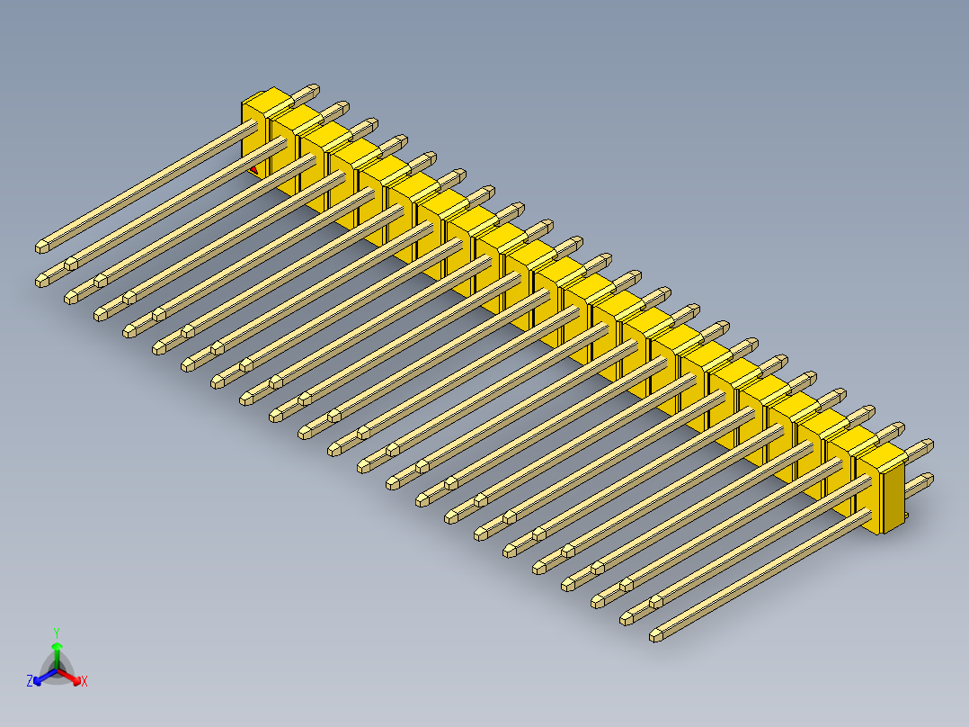 彩色公头100mil（2.54mm）系列-DS1021_yellow_2x22p_100mil_Type19_rev1.0主视图
