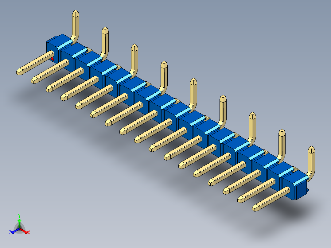 彩色公排针 100mil 2.54mm 系列-DS1022_blue_17p_100mil_Type_SMT_R1_rev1.0主视图