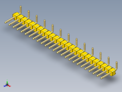 彩色公排针 100mil 2.54mm 系列-DS1022_yellow_25p_100mil_Type_SMT_R1_rev1.0正等轴测缩略图